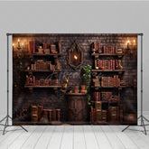 Aperturee - Aperturee Wizard’s Library Bookshelf Photography Backdrop Magical Alchemist Study for Fantasy Halloween Photo Shoots